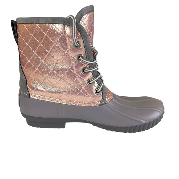 Marley Lilly Monogramed Pink & GreyDuck Boots Size 7 - Picture 8 of 16